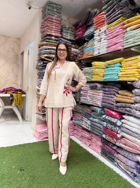 Pure Jute Cotton Off White 2pc Set