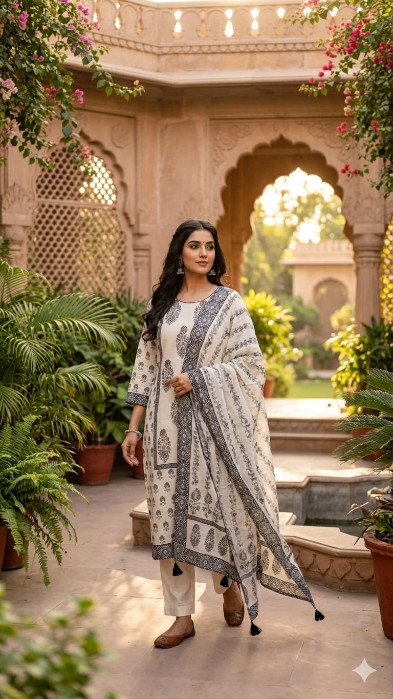Pure Muslin Off White 3pc Set