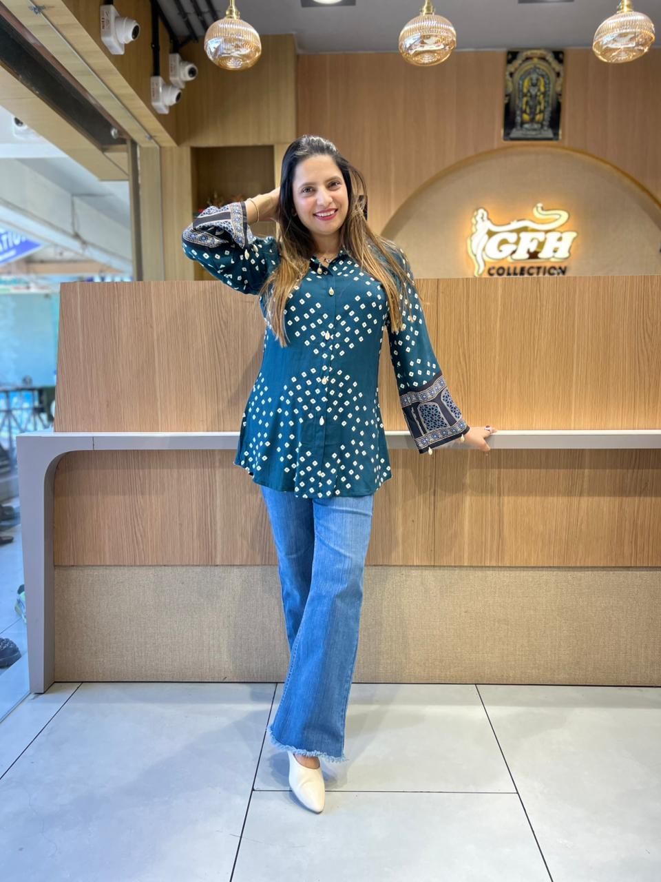 Pure Gaji Silk Peacock Green Shirt