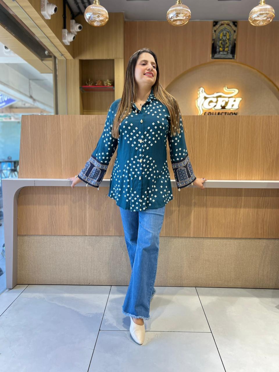 Pure Gaji Silk Peacock Green Shirt