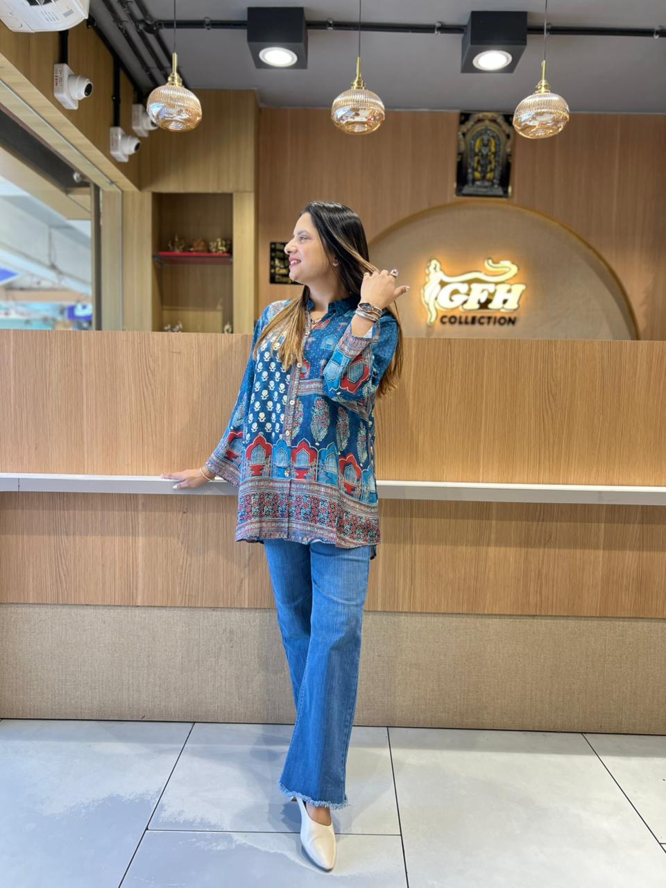 Pure Gaji Silk Blue Shirt