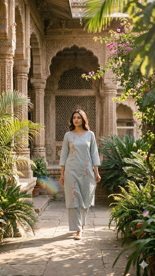 Pure Cotton Sky Blue 2pc Set