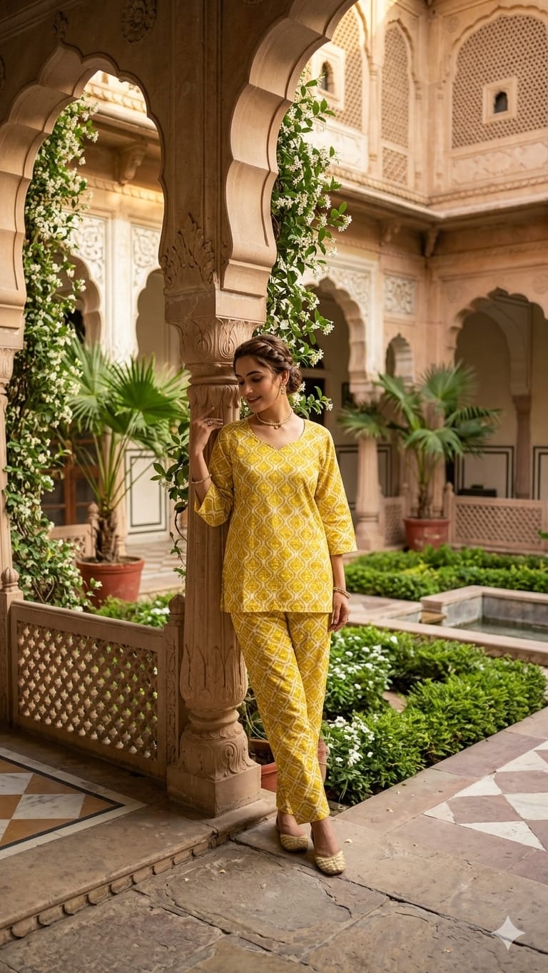 Pure Cotton Mustard Yellow 2pc Set