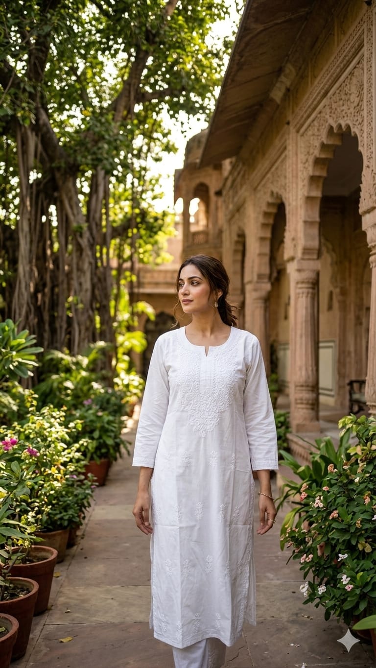 Pure Cotton White One Piece Kurti