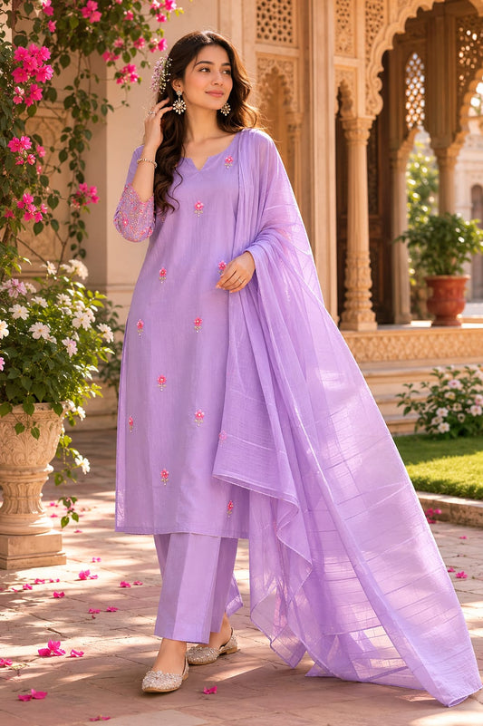 Pure Cotton Purple 3pc Set