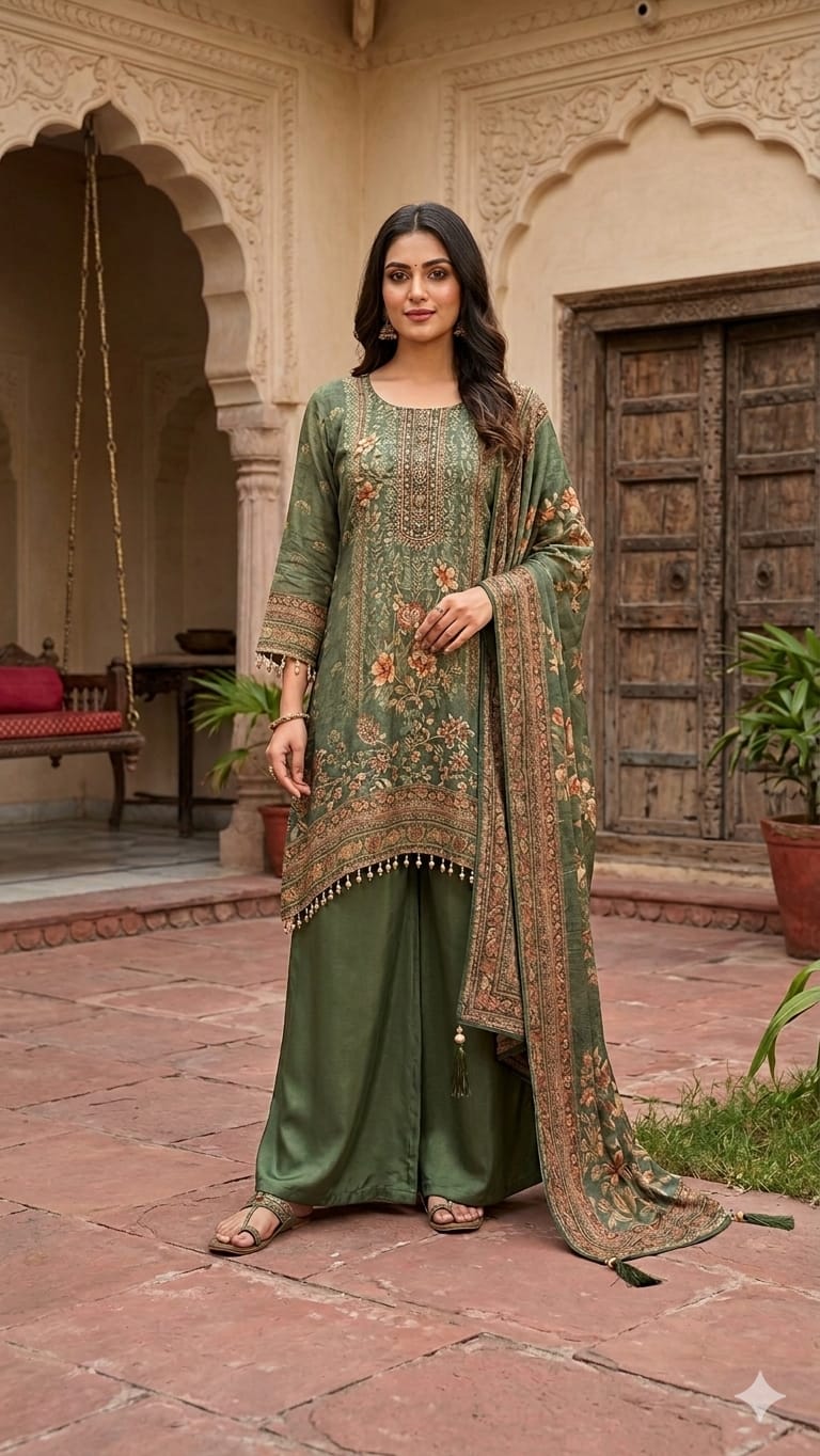 Pure Viscoce Organza Green 3pc Set