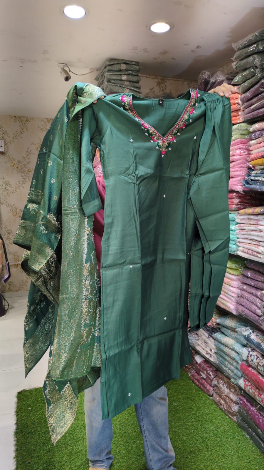 Pure Muslin Green 3pc Set