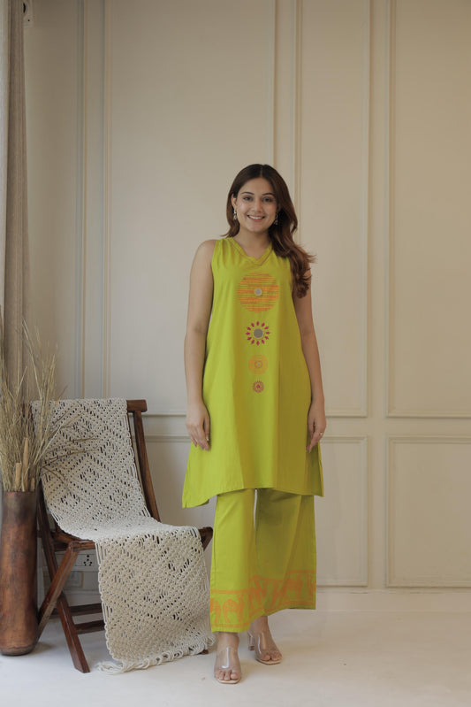 Pure Cotton Chatni Green 2pc Set