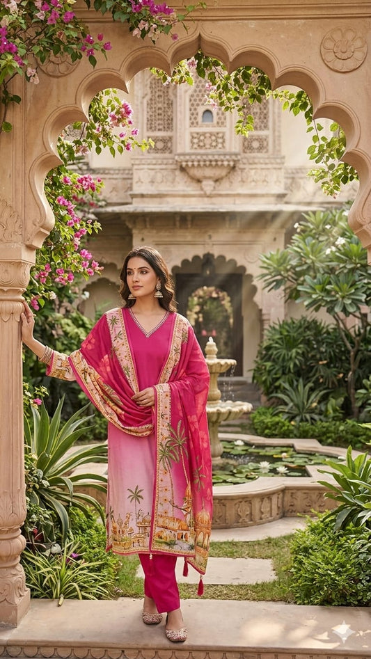 Pure Crep Rani Pink 3pc Set