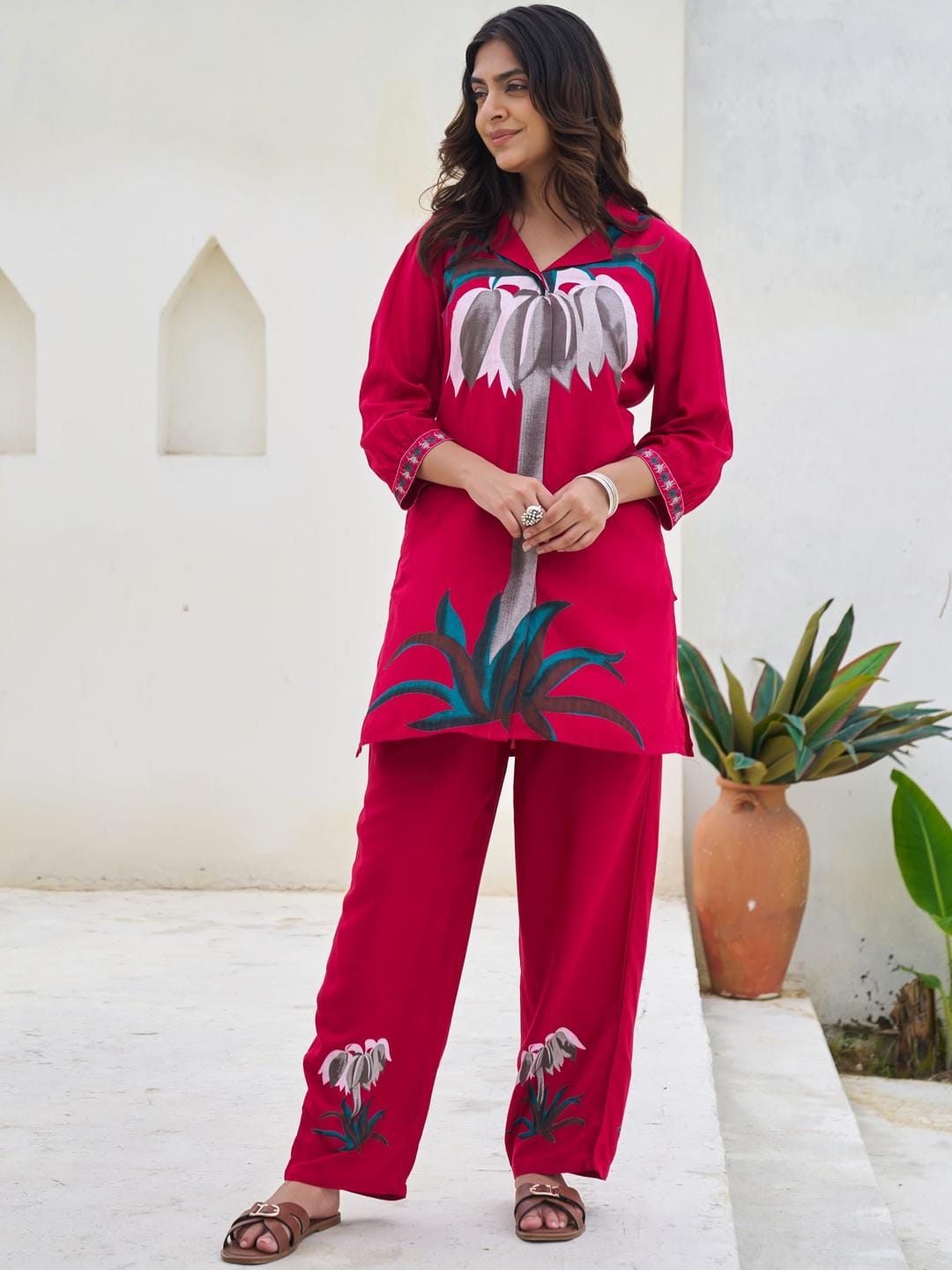 Pure German Rayon Rani Pink 2pc Set