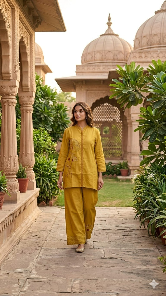 Pure Muslin Yellow 2pc Set