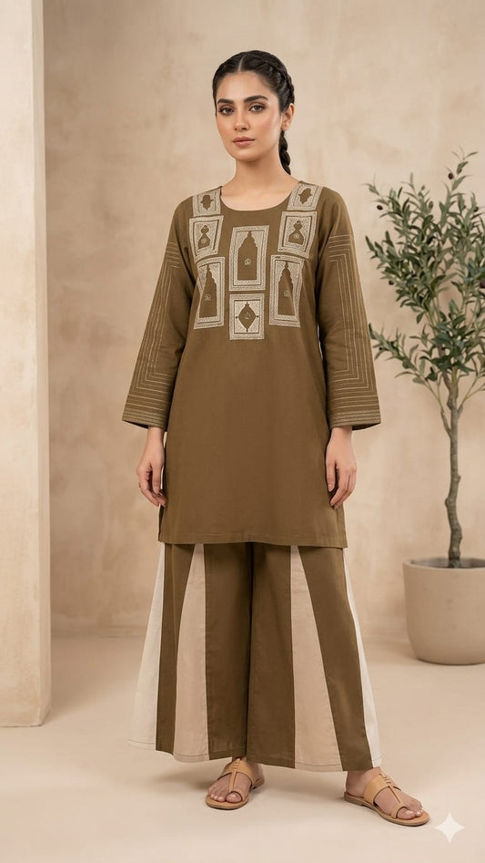 Pure Cotton Mahendi Green 2pc Set