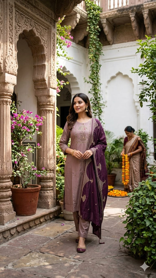 Pure Gaji Silk Lavender 3pc Set
