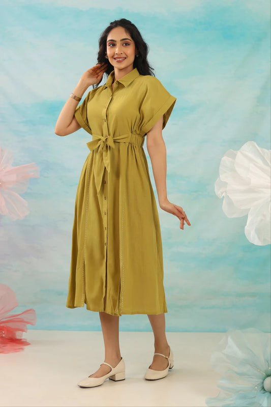 Pure Flex Cotton Mustard Yellow Midi