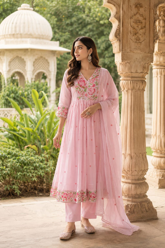 Pure Mull Cotton Pink 3pc Set
