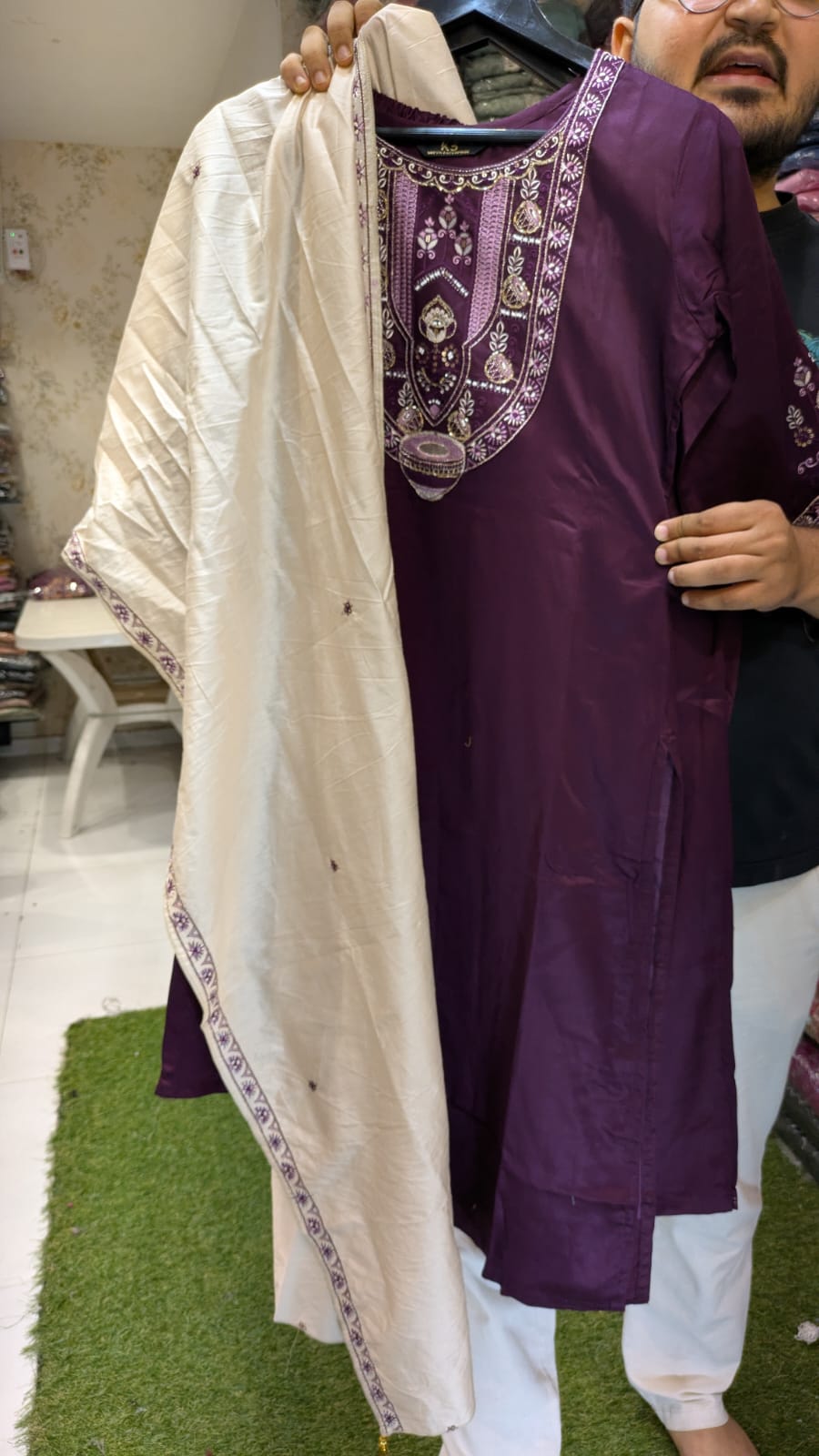 Pure Gaji Silk Dark Wine 3pc Set