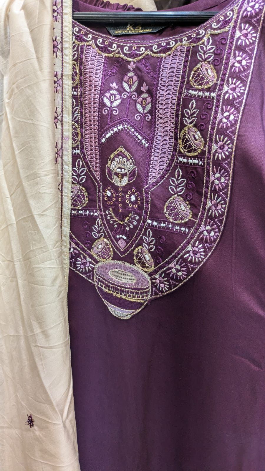Pure Gaji Silk Dark Wine 3pc Set