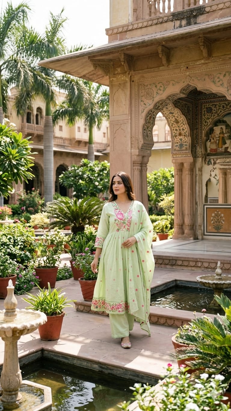 Pure Mull Cotton Green 3pc Set