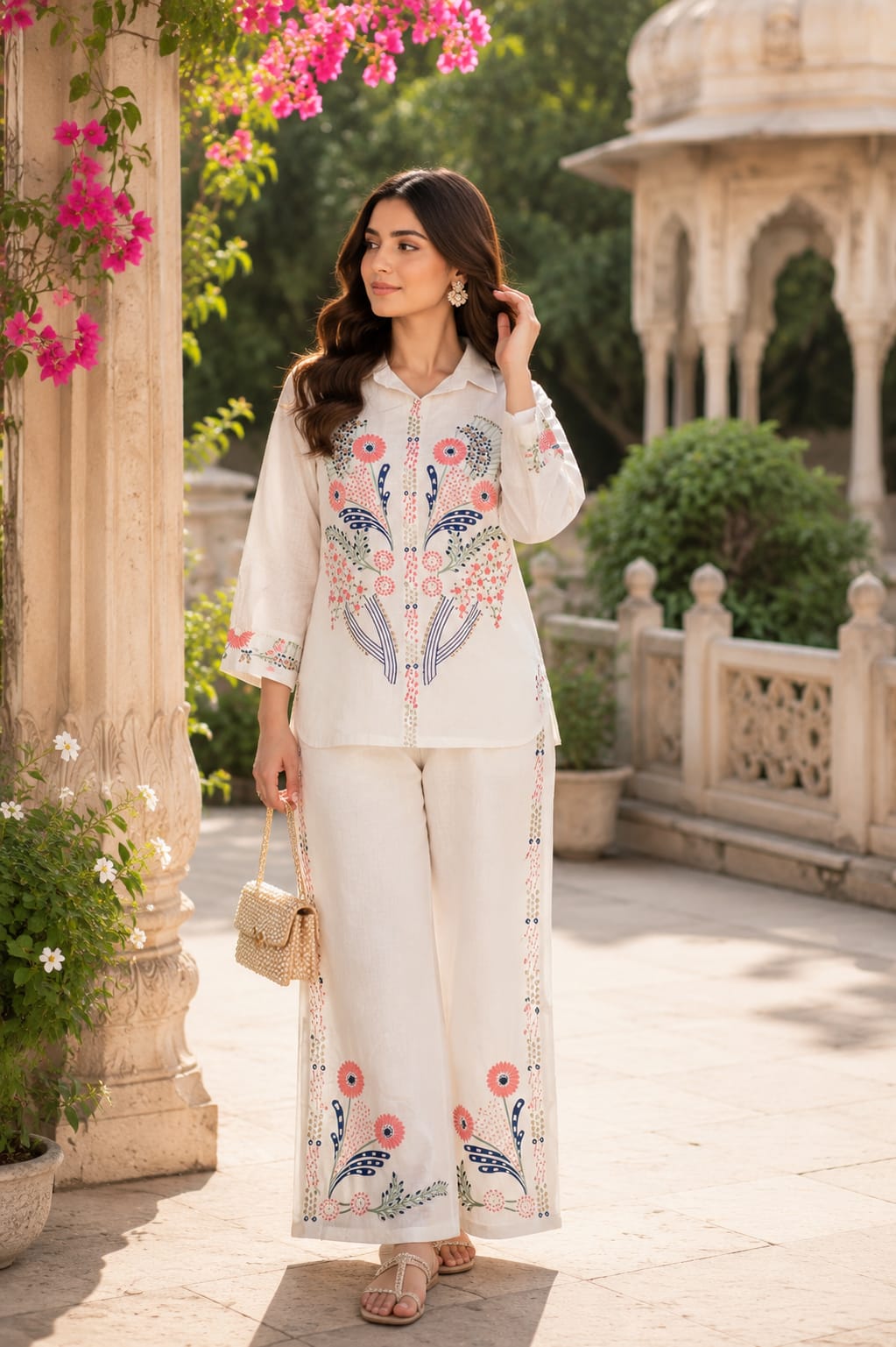 Pure Mull Cotton Off White 2pc Set