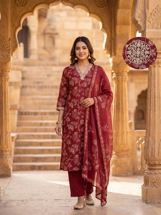 Pure Flex Cotton Maroon 3pc Set