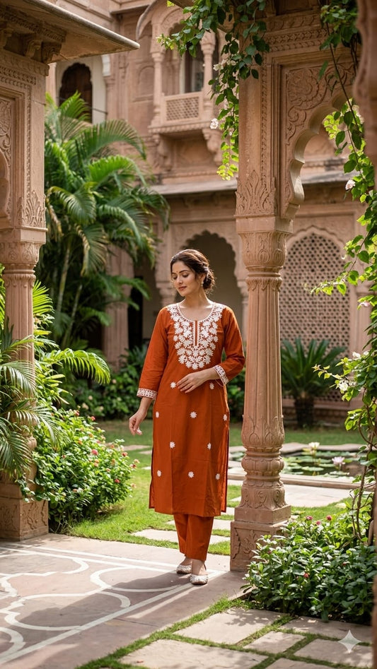 Pure Cotton Orange 2pc Set