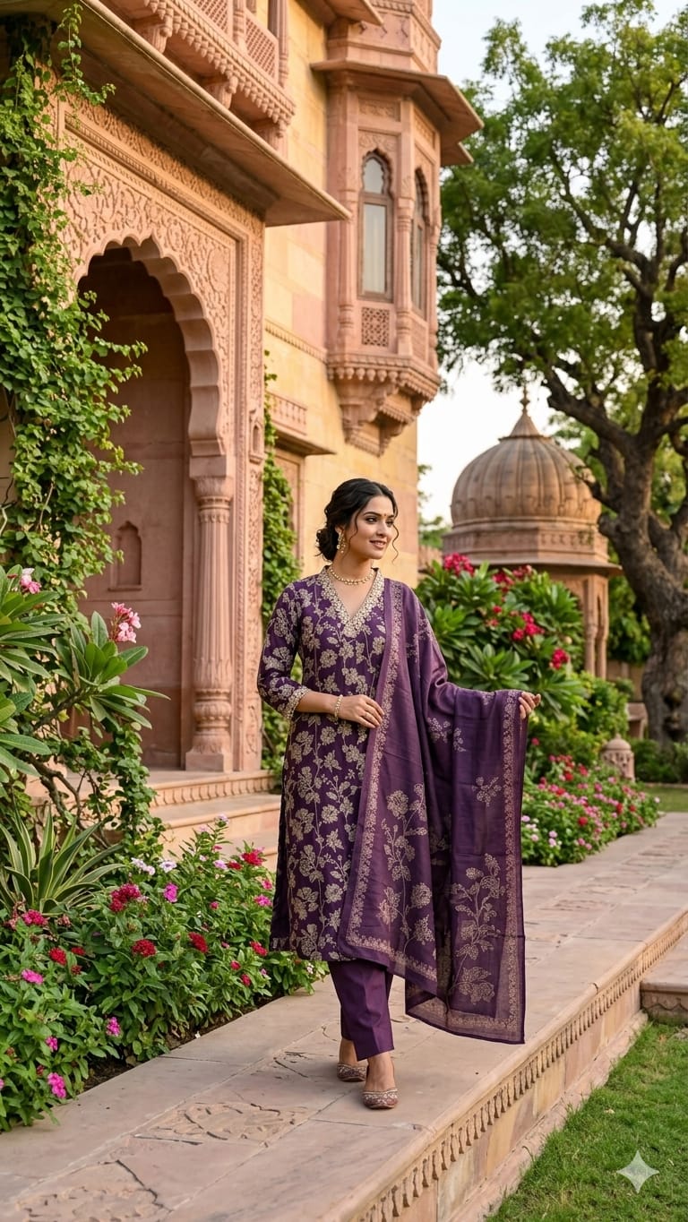 Pure Cotton Purple 3pc Set