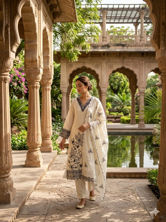 Pure Kota Doria Off White 3pc Set