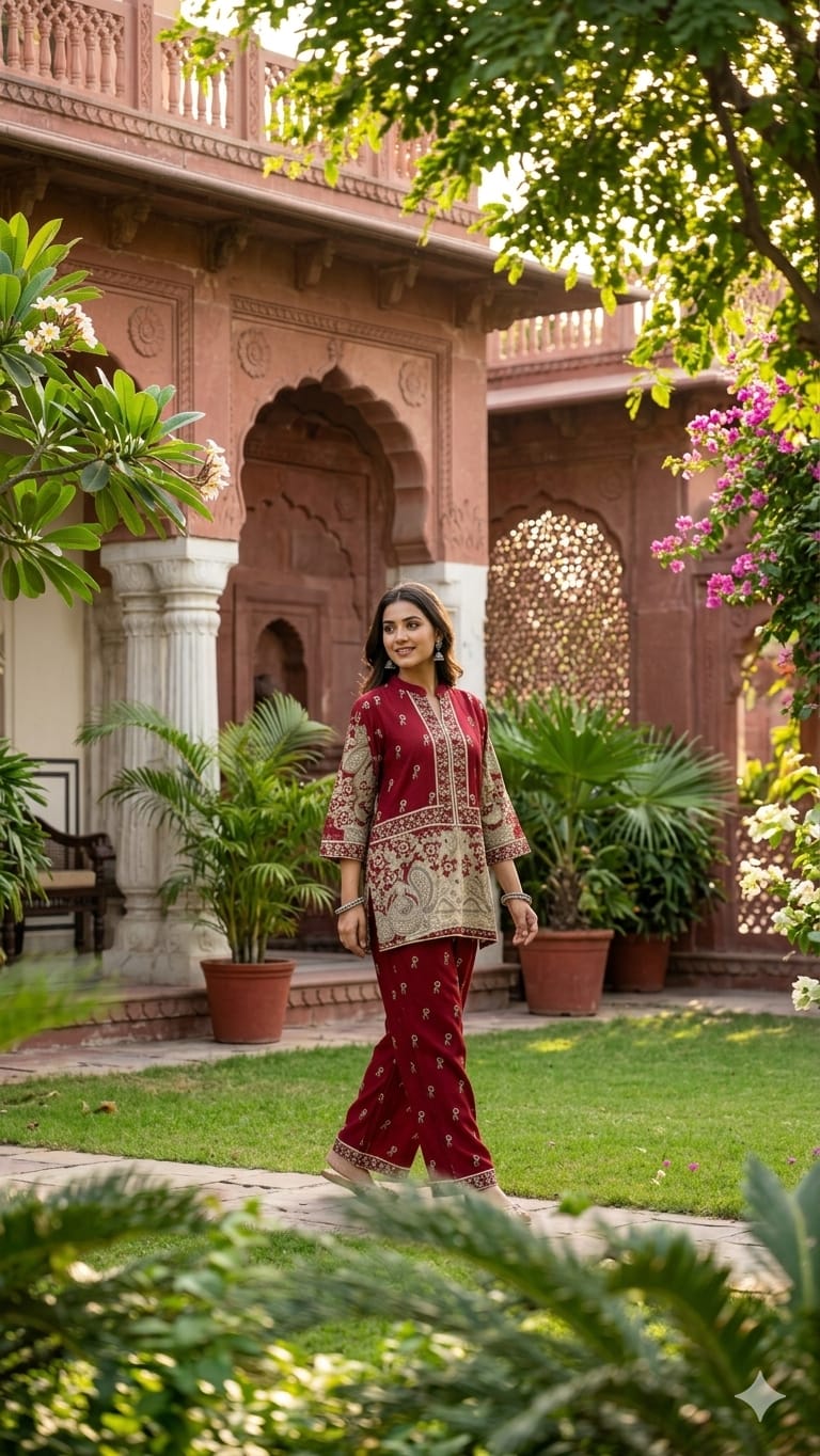 Pure Crep Maroon 2pc Set