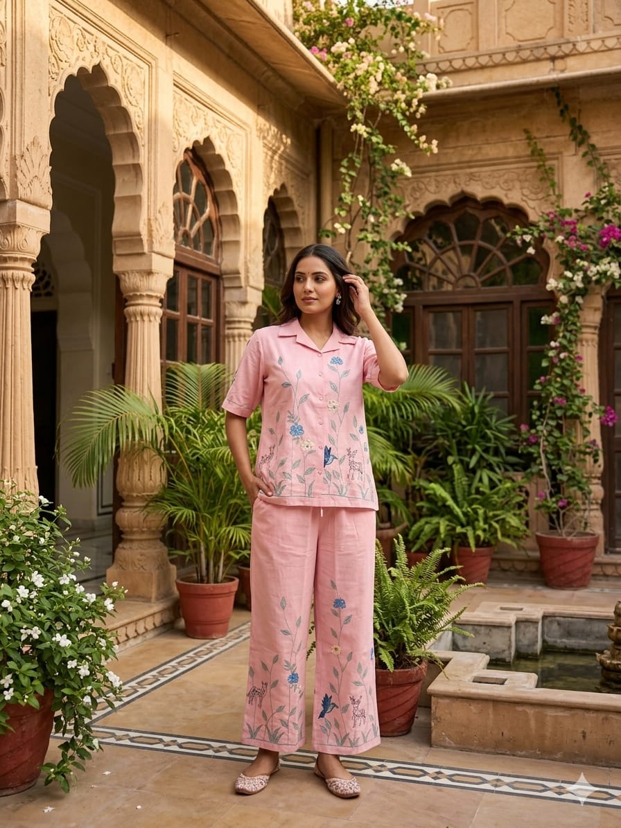 Pure Mull Cotton Baby Pink 2pc Set