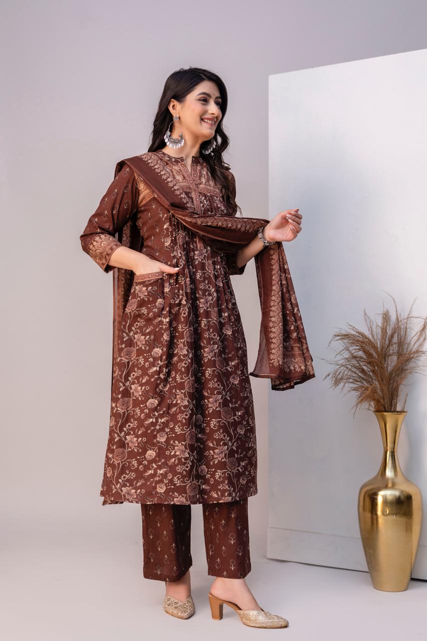 Pure Cotton Brown 3pc Set