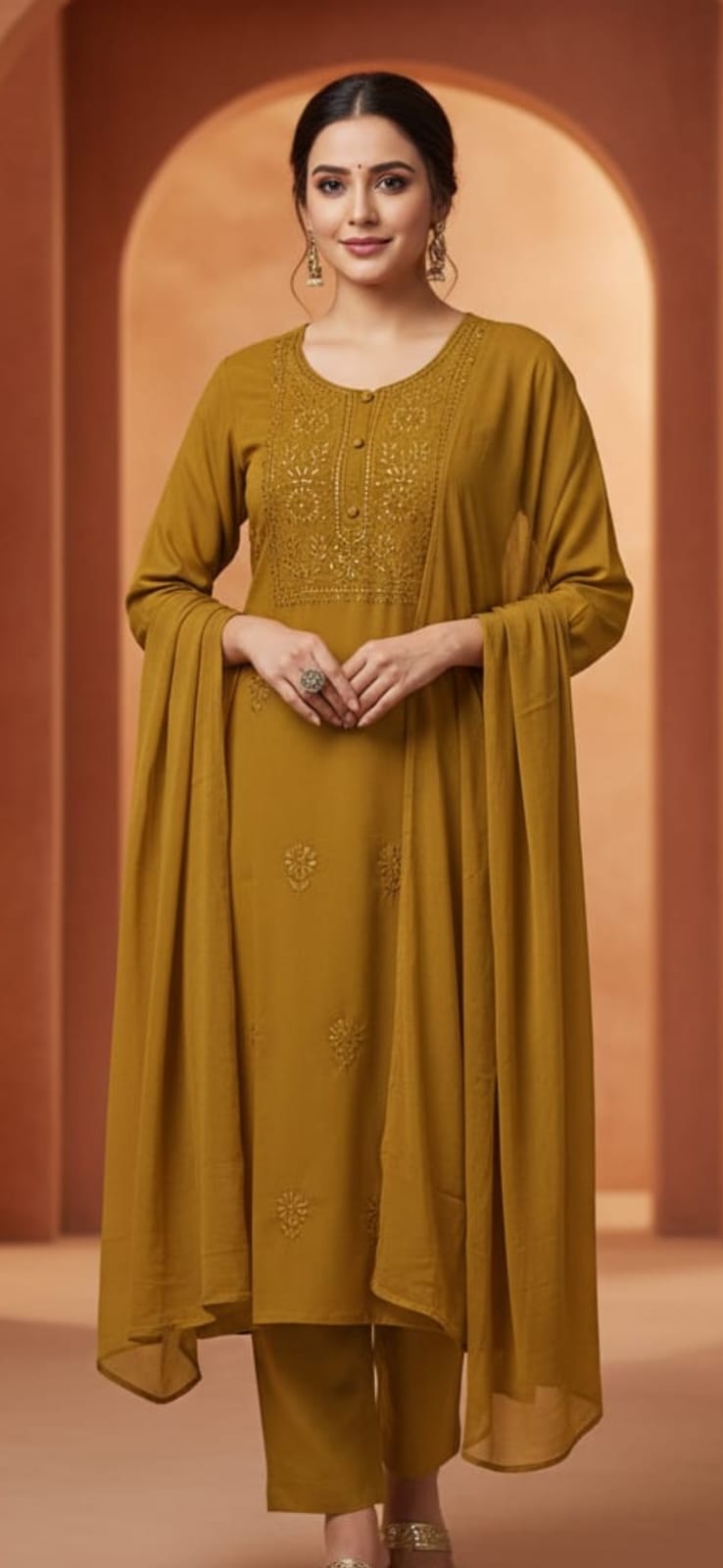 Pure Cotton Mustard Yellow 3pc Set