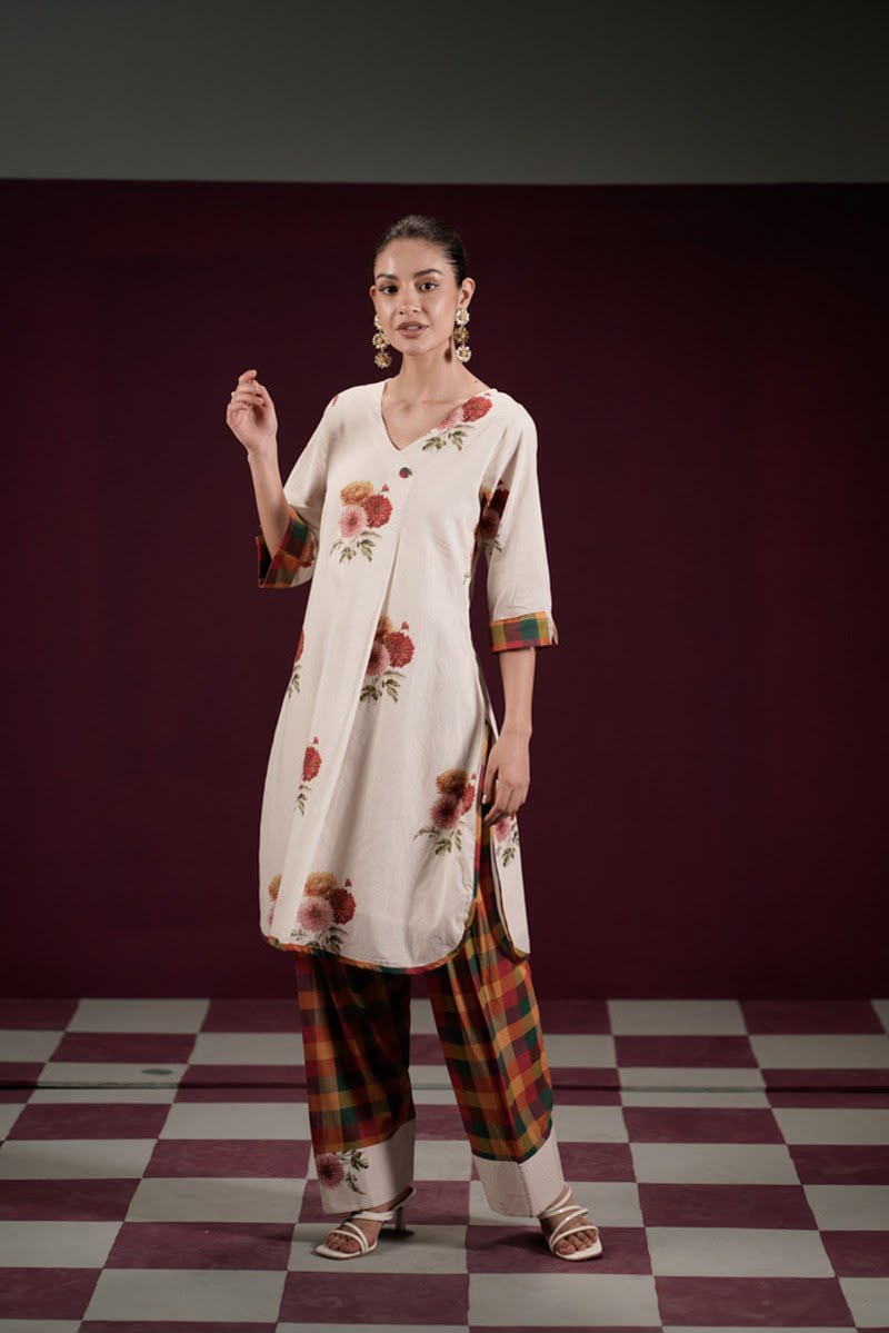 Pure Cotton Off White Farsi Salwar 2pc Set