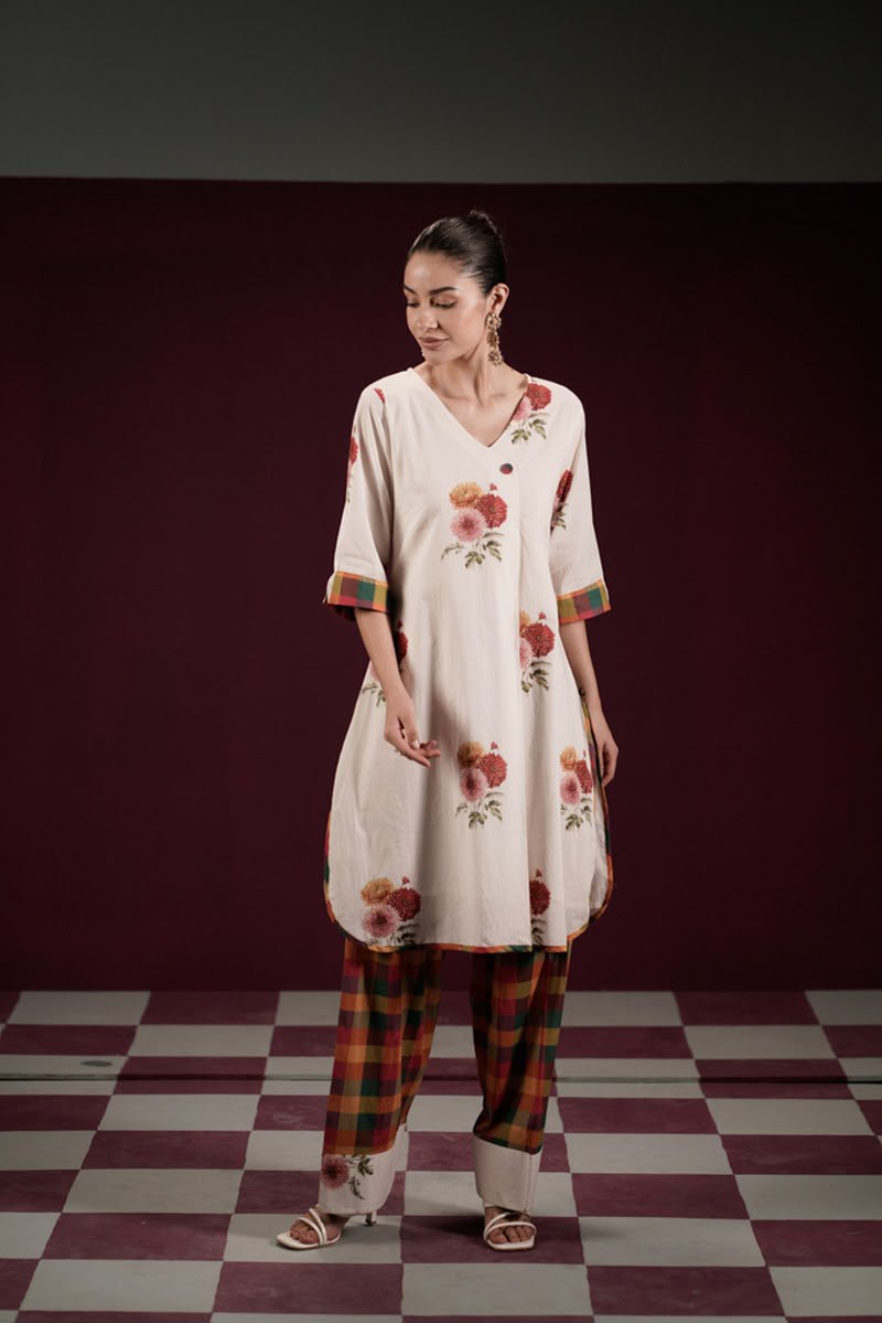 Pure Cotton Off White Farsi Salwar 2pc Set
