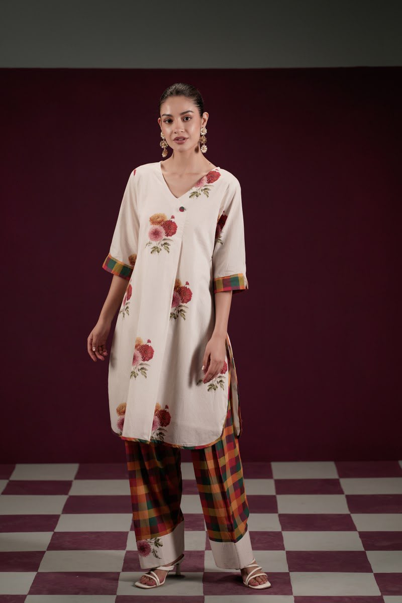 Pure Cotton Off White Farsi Salwar 2pc Set