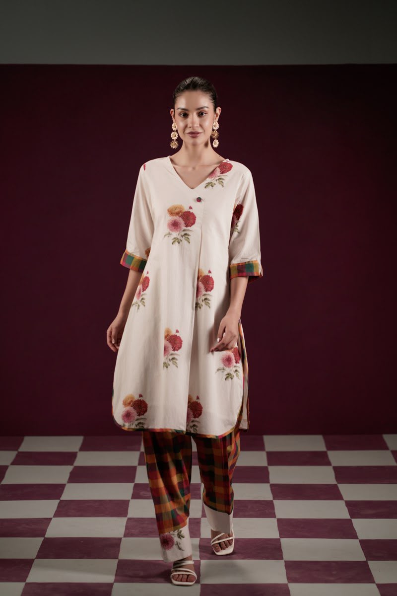 Pure Cotton Off White Farsi Salwar 2pc Set