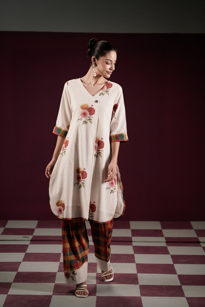 Pure Cotton Off White Farsi Salwar 2pc Set