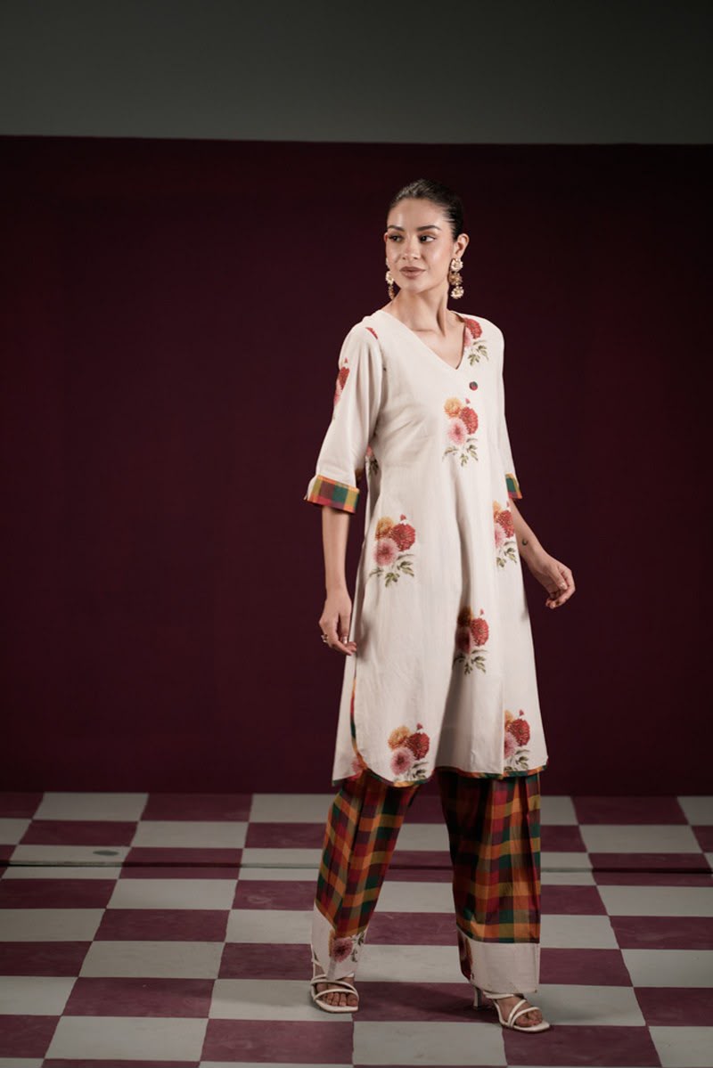 Pure Cotton Off White Farsi Salwar 2pc Set