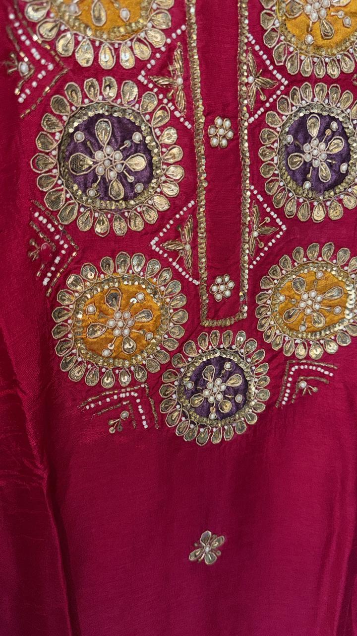 Pure Dola Silk Rani Pink 3pc Set