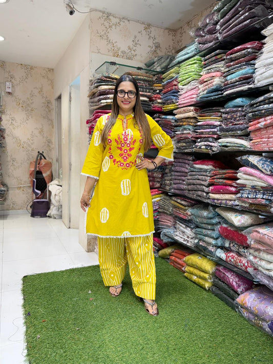 Pure Cotton Yellow Farsi Salwar 2pc Set