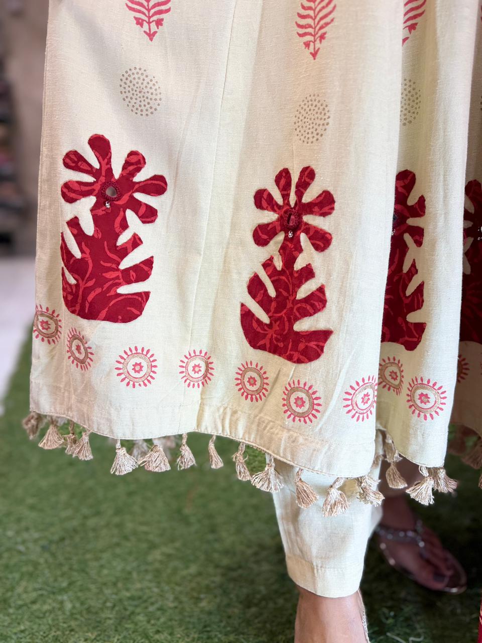 Pure Slub Rayon Butter White Anarkali 3pc Set