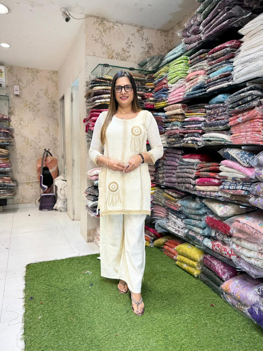 Pure Jute Cotton Off White 2pc Set