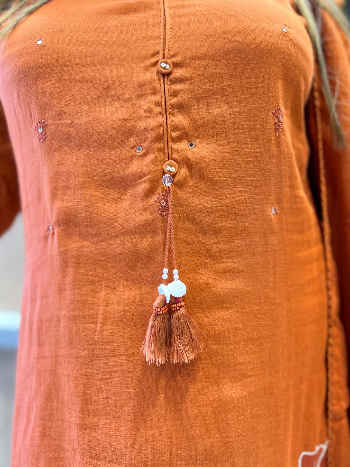 Pure Mull Cotton Rust Orange 3pc Set