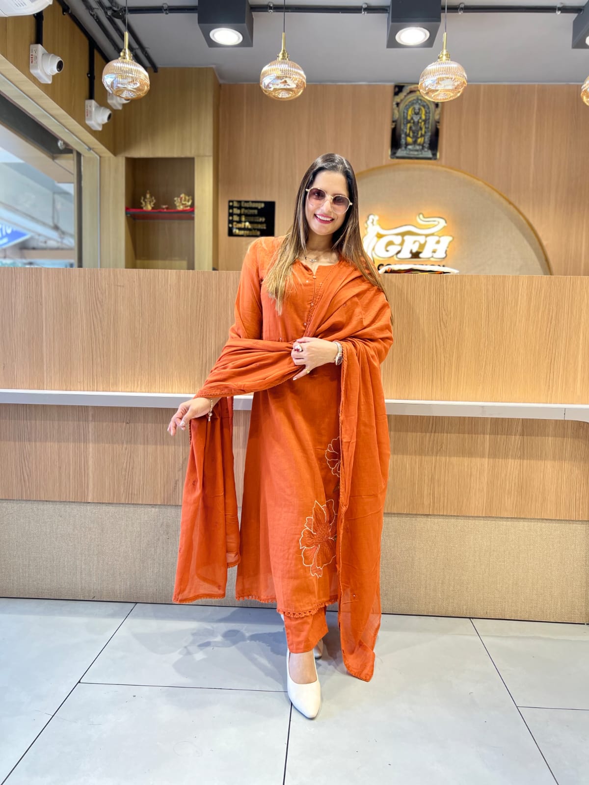 Pure Mull Cotton Rust Orange 3pc Set