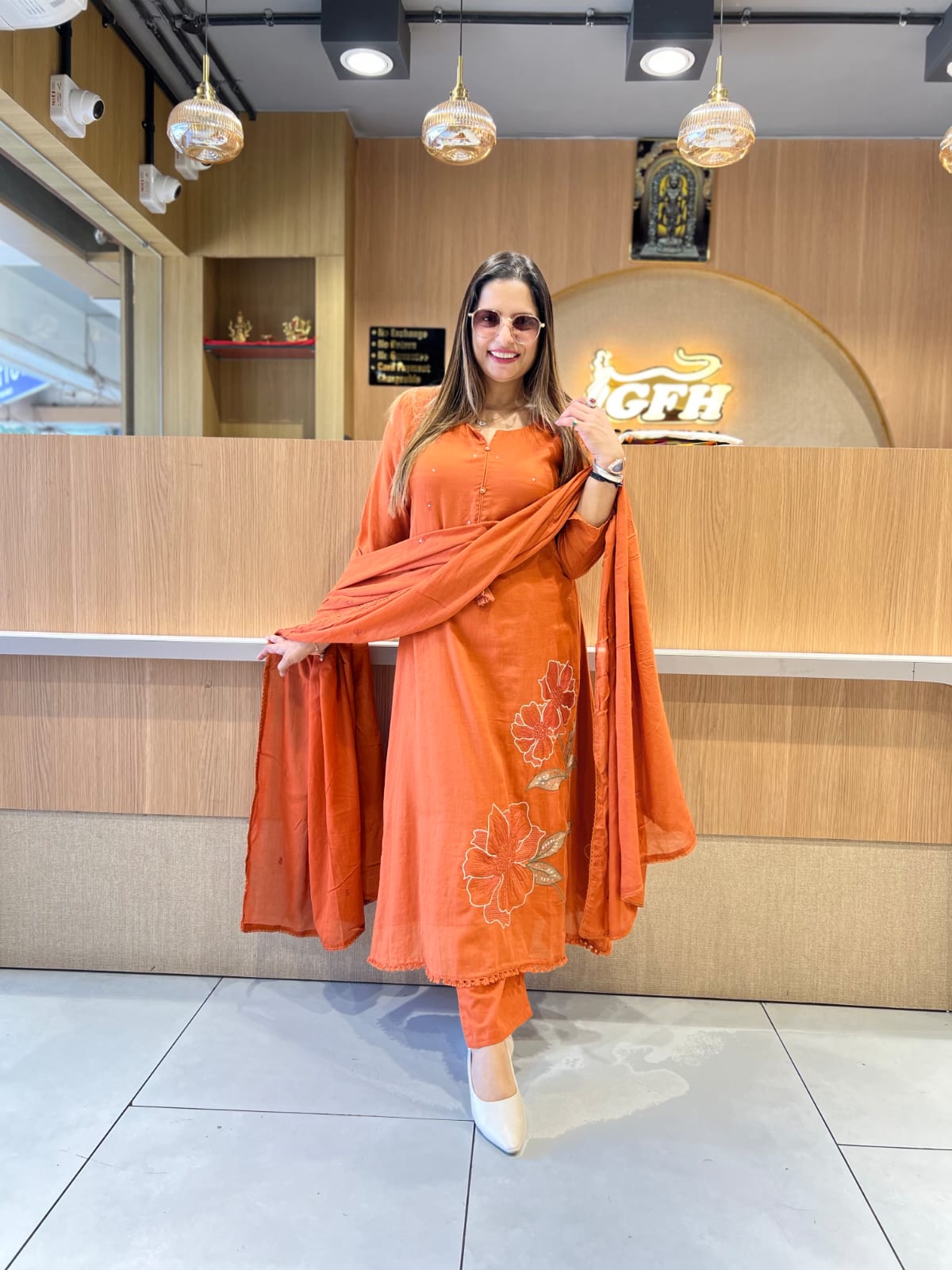 Pure Mull Cotton Rust Orange 3pc Set