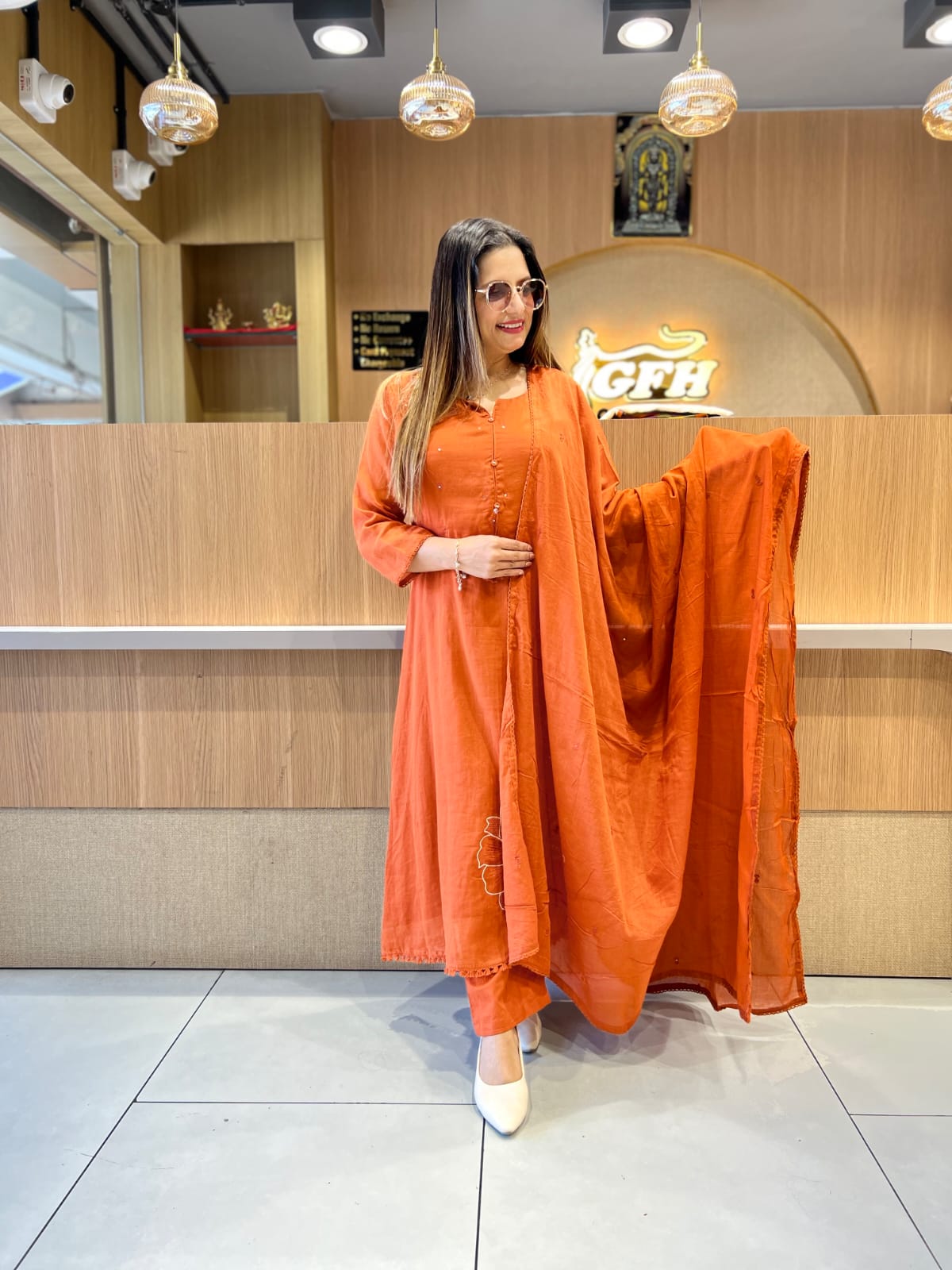 Pure Mull Cotton Rust Orange 3pc Set