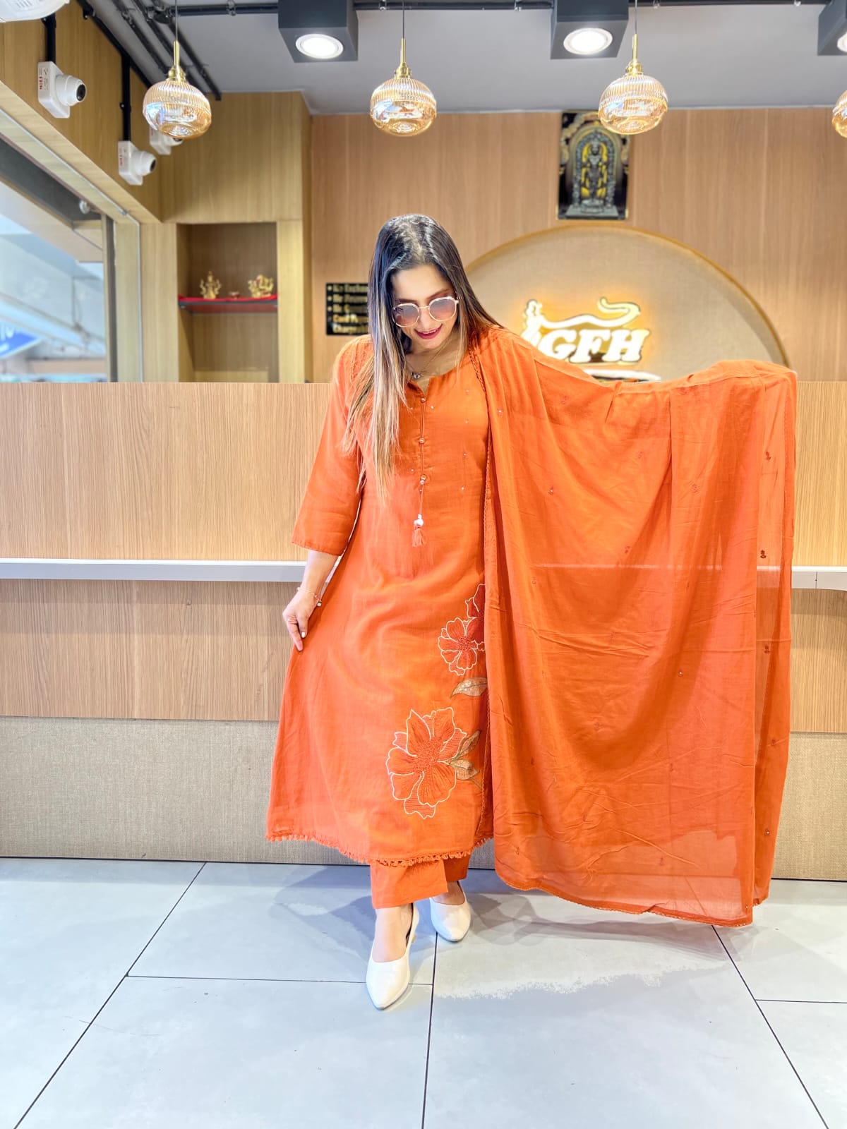 Pure Mull Cotton Rust Orange 3pc Set