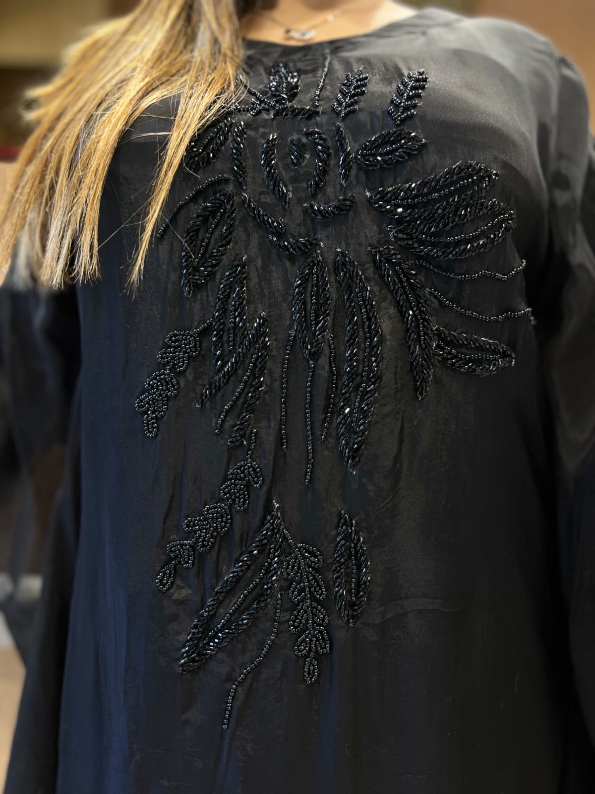 Pure Crep Black Kaftan 2pc Set