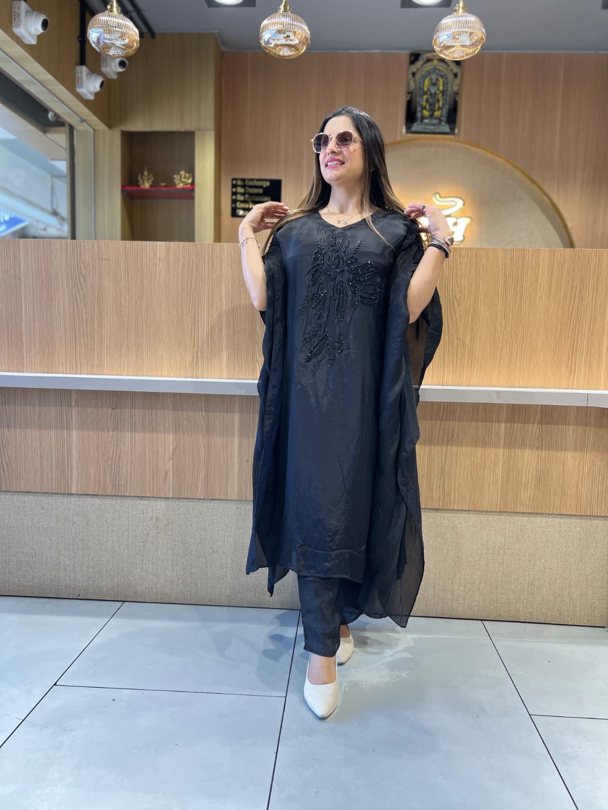 Pure Crep Black Kaftan 2pc Set