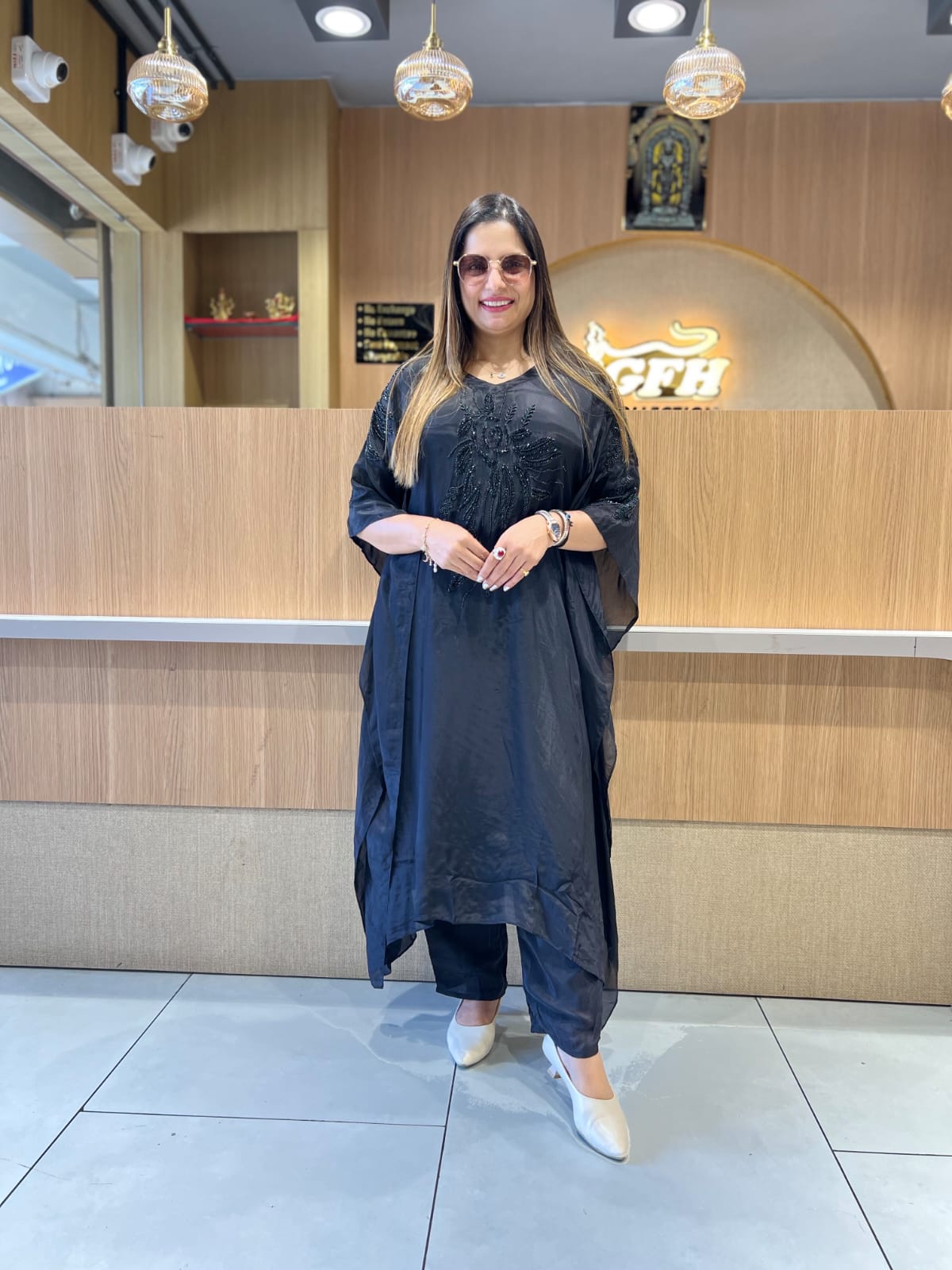 Pure Crep Black Kaftan 2pc Set