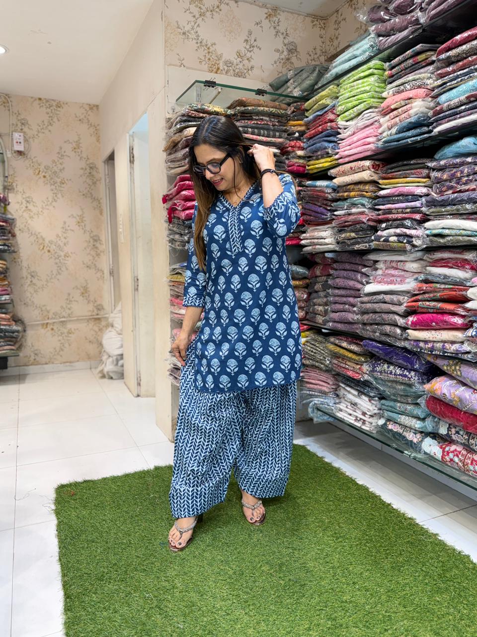 Pure Cotton Blue Farsi Salwar 2pc Set